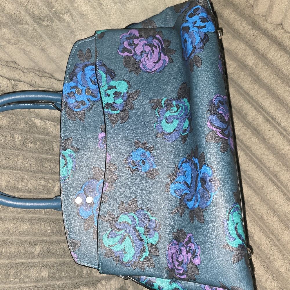 Coach Floral Blue and Purple Women's Bag - Picture 2 of 5